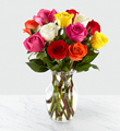 Spectacular Spring Assorted Roses with Vase