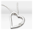 .05 ct Diamond Floating Heart Sterling Silver Pendant