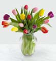 Rush of Color Assorted Tulip Bouquet with FREE Vase - 15 Stems